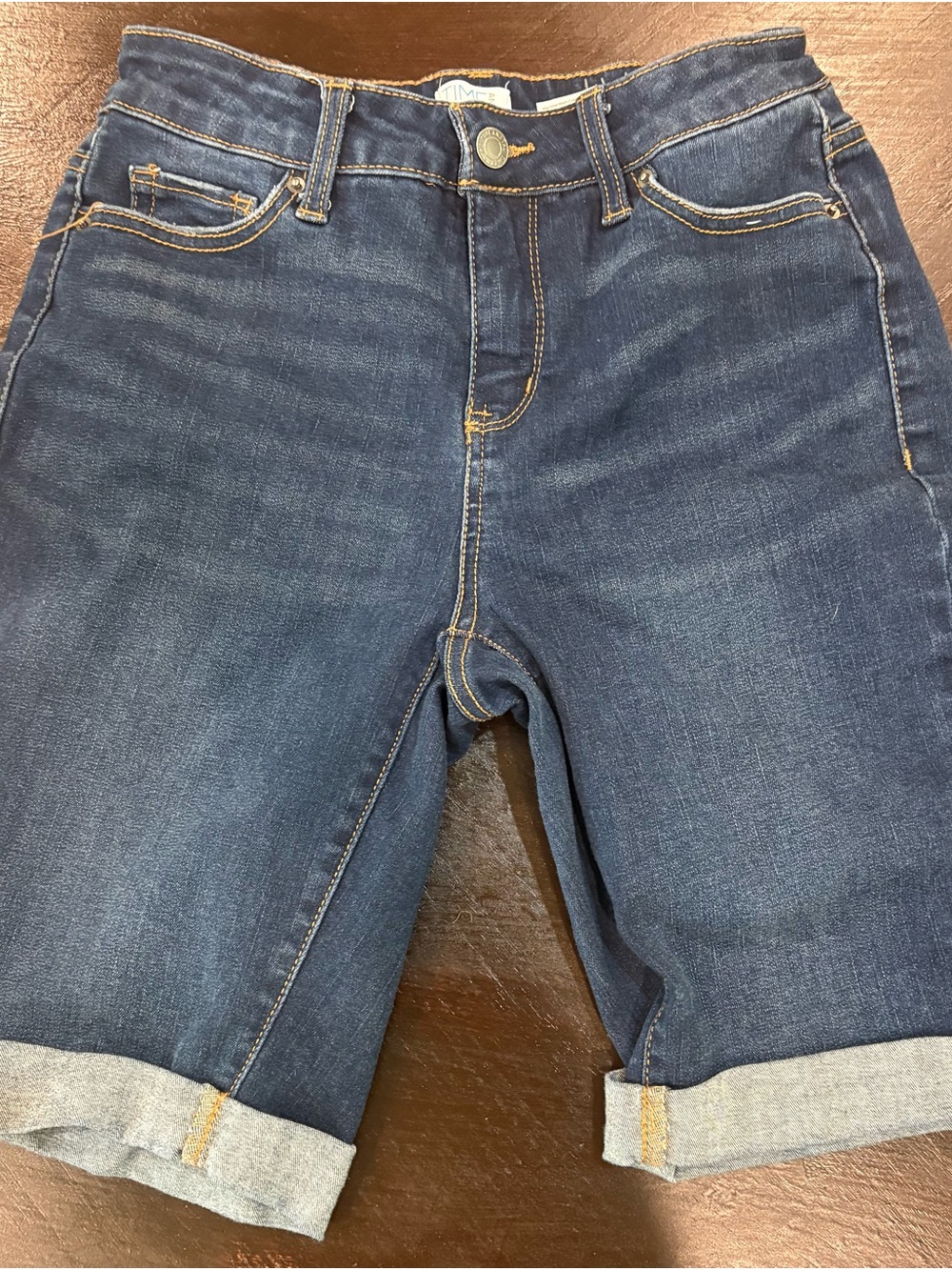 Time and Tru Dark Blue Denim Rolled-Cuff Shorts